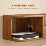 Mobile Porta TV fino 50" Sospeso con Prese di Corrente, USB e Tipo C, Cassetto e Ripiani, 120x24x22,4 cm, Noce - immagine 7