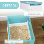 Lettiera per Gatti Chiusa con Paletta, Vassoio Estraibile e 2 Porte, 47,5x35,5x36,7cm, Azzurro - immagine 7