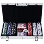 Valigetta Poker Professionale in Alluminio, Set Poker con 3 Fiches e 2 Mazzi per Texas hold'em e Blackjack