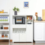 Mobile Cucina per Microonde con Armadietti, Mensole e Cassetto, Credenza Moderna in Legno 90x40x120cm Bianco - immagine 2