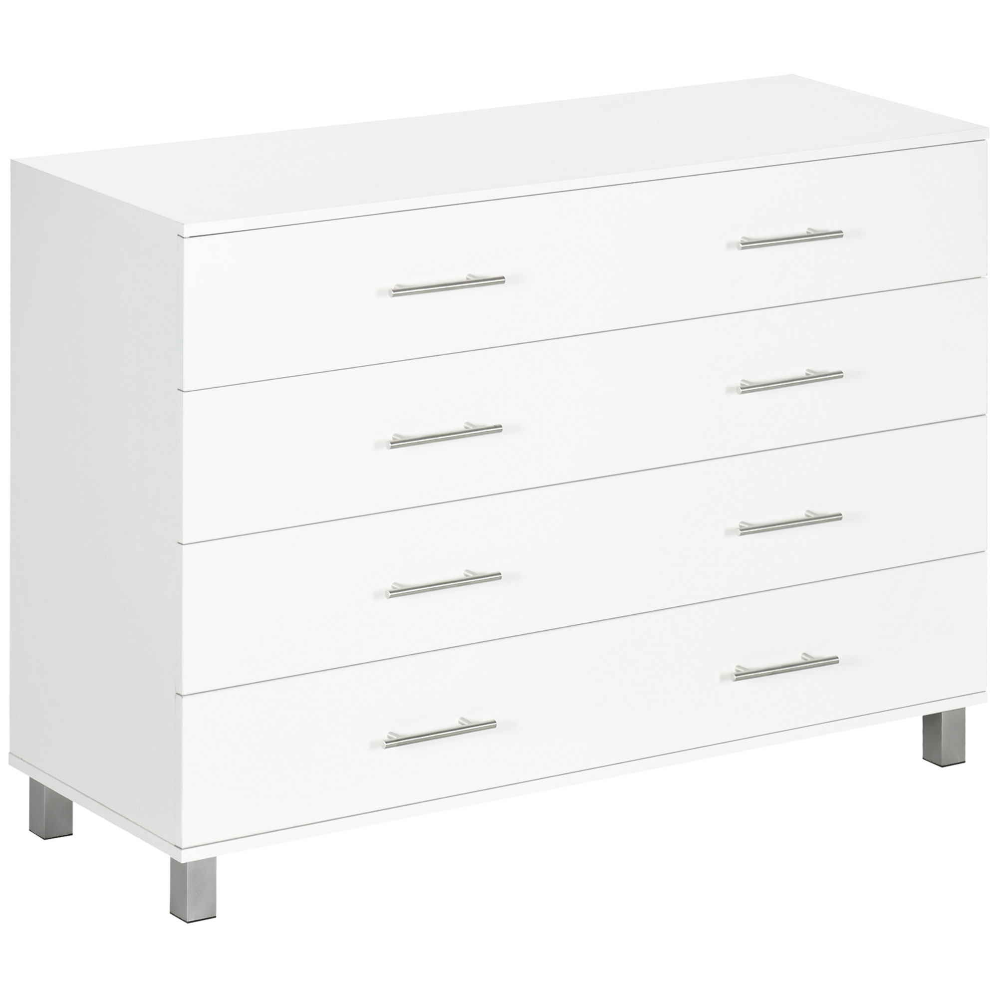 bsyc82195f502dbcb.jpg Cassettiera 4 Cassetti per Camera da Letto in Legno con Maniglie in Metallo, Bianco - immagine 1