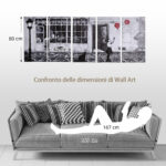 Stampa su Tela con Bambina, 80x40cm, 5 Pezzi per Casa e Ufficio, Tela in Legno di Pino e Vernice ad Acqua, Nero Bianco Rosso - immagine 6