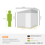 Capanno Attrezzi in Metallo 1,5x2m con Base, Porta Scorrevole e Tetto Inclinato, Bianco - immagine 3