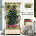 Fioriera da Giardino con Traliccio per Piante Rampicanti, 90x45x183 cm, Legno Naturale - immagine 5