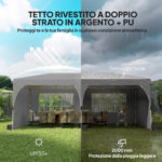 Gazebo Pieghevole 3x6 m con Pareti e Altezza Regolabile, Protezione UV 50+, Grigio Chiaro - immagine 4