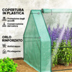 Mini Serra da Giardino a 4 Porte Arrotolabili con Copertura Allungata, in Acciaio e PE, 360x90x90 cm, Verde - immagine 4