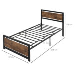 Struttura Letto Singolo in Legno e Acciaio con Doghe in Stile Industriale, 90x2cm - immagine 3