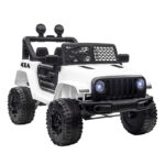 Macchina Elettrica per Bambini Jeep Fuoristrada con Telecomando e 2 Velocità, 1x65x72 cm, Bianco
