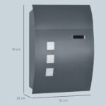 Cassetta Postale Ricurva in Acciaio con 3 Fessure e 2 Chiavi di Sicurezza 45x10x32 cm, Grigio - immagine 3