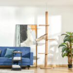 Albero Tiragraffi per Gatti a 4 Livelli, Fissaggio a Soffitto Regolabile, 43x27x228-260cm - immagine 2