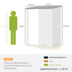 Casetta da Giardino Porta Utensili in Lamiera Acciaio con Serratura, 161,5x94,5x196cm, Nero - immagine 3