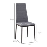 Set 4 Sedie per Soggiorno Imbottite in Tessuto, Sedie Sala da Pranzo Moderne con Gambe in Metallo, Capacità 120 kg, Grigio | Aosom Italy - immagine 3