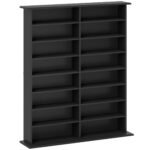 Mobile Libreria porta CD a 16 Ripiani dal Design Moderno in Legno, 106,5x24x126,3 cm, Nero