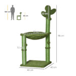 Albero Tiragraffi per Gatti fino 4,5kg a Forma di Cactus con Palline e Amaca, 40x40x96cm - Verde - immagine 3