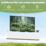 Mobile Porta TV fino a 82" Sospeso con 3 Armadietti a Ribalta e Ante Soft Close, Bianco - immagine 8