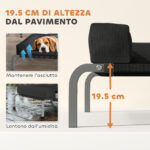 Lettino per Cani Rialzato di 19,5 cm con Cuscino a U, in Poliestere e Acciaio, 110x75x30 cm, Nero e Argento - immagine 4