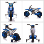 Moto da Cross Elettrica per Bambini da 3-5 Anni, Moto Elettrica per Bambini con Batteria 12V Ricaricabile e Rotelline Rimovibili, 106,5x51,5x68cm, Blu - immagine 8