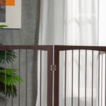 Cancellino Portatile da 3 Sezioni per Cani e Animali Domestici Divisorio di Sicurezza Pieghevole, 160x1,2x76 cm, Marrone - immagine 7