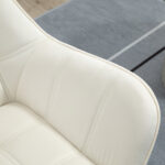 Poltrona Design Scandinava in Legno ed Effetto Velluto Crema, per Soggiorno o Ufficio, 67x61,5x71cm - immagine 8