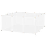 Recinto per Cuccioli e Piccoli Animali Modulabile in Metallo e PP, 12 Pannelli da 35x45cm Bianco