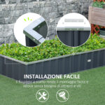 Letto per Orto Rialzato in Acciaio, Forma Regolabile e Fondo aperto, 174x90x30cm - immagine 5