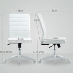 Sedia da Ufficio Ergonomica e Regolabile con Schienale Ricurvo, in Pelle PU e Acciaio, 58x53x97-107 cm, Bianco - immagine 3