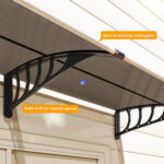 Pensilina da Esterno per Finestre e Porte, in Policarbonato e Alluminio, 2x96x27cm, Marrone - immagine 8