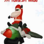 Babbo Natale Gonfiabile su Aereo 160cm con Luci LED Integrate, Decorazione Natalizia da Esterno