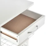 Carrello da Cucina Salvaspazio in Legno Bianco, Portavivande con 1 Piano di Lavoro 1 Cassetto e 4 Cestelli Metallici, 47x37x83cm - immagine 6