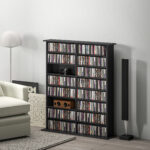 Mobile Libreria porta CD a 16 Ripiani dal Design Moderno in Legno, 106,5x24x126,3 cm, Nero - immagine 2