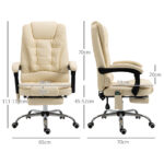 Poltrona da Ufficio Massaggiante Ergonomica ad Altezza Regolabile con 6 Punti, Sedia con Schienale regolabile e Poggiapiedi, Crema - immagine 3