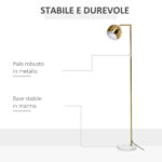 Lampada da Terra Moderna con Paralume Regolabile in Stile Vintage Compatibile con E27 40W - Oro - immagine 7