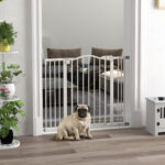 Cancelletto per Cani Estensibile con 4 Viti Regolabili, in Metallo e Plastica, 74-1x78 cm, Bianco - immagine 2