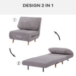 Poltrona Letto Reclinabile 2 in 1 con Seduta Extra-Large, Effetto Velluto, Grigio - immagine 4