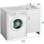 Mobile Lavatoio Coprilavatrice Una Anta 109x60x89 cm Colore Olmo vaschetta a destra