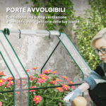 Mini Serra da Giardino a 4 Porte Arrotolabili con Copertura Allungata, in Acciaio e PE, 360x90x90 cm, Trasparente - immagine 7