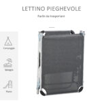Sdraio Pieghevole con Poggiatesta e Schienale Regolabile in Alluminio 60x165x76cm Grigio - immagine 5