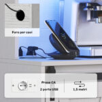 Credenza Cucina con Prese Elettriche, Luce LED, Portabottiglie e Ante Scorrevoli, 1x38x180 cm, Bianco - immagine 5