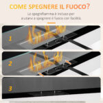 Camino Bioetanolo in Acciaio Inox, 2,5h di Combustione con Serbatoio 1,5L e Copertura 20m², 90x16x40 cm, Argento - immagine 5