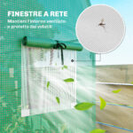 Serra da Giardino con Rivestimento in PE, Porta Avvolgibile e Finestre a Rete, 170x68x2 cm, Verde - immagine 6