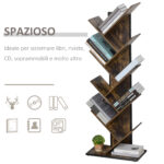 Libreria ad Albero in Legno, Scaffale Salvaspazio a Colonna con 10 Ripiani in Stile Industriale, 50x28x142cm - immagine 5