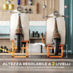 Cavalletto Alzamoto max 150 kg in Metallo con Superficie in Gomma e Manovella, 48x34x43 cm, Arancione - immagine 4