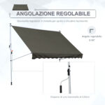 Tenda da Sole 3x1,5 m a Bracci con Manovella, Struttura Telescopica in Metallo e Parasole in Poliestere - immagine 6