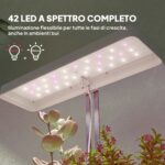 Lampade per Pianta da 42 Luci LED con 3 Vasi, Timer e Illuminazione Regolabile, 45x18,8x47,8 cm, Bianco - immagine 5