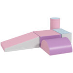 Set Costruzioni Morbide per Bambini 1-3 Anni con 5 Blocchi Colorati in Finta Pelle e Schiuma Multicolore