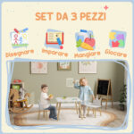 Set Tavolo e 2 Sedie per Bambini con Schienale a Corona, Età 3-6 Anni, Bianco - immagine 4