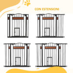 Cancelletto per Cani di Taglia Media e Piccola con Chiusura Automatica, 74-105x76,2 cm, Nero - immagine 8