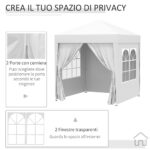 Gazebo Pieghevole Pop Up 2x2 m con 4 Pareti Rimovibili in Poliestere e Acciaio, Bianco - immagine 6