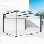 Pergola Gazebo da Esterno 4x3 m con Tettuccio Retrattile in Metallo e Poliestere, Crema - immagine 3