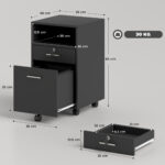 Cassettiera da Ufficio Portadocumenti in Legno con 2 Cassetti e Ripiano Aperto, 39x40x65 cm, Nero - immagine 3